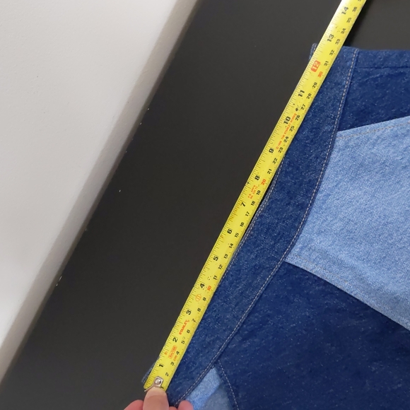 Zara Denim Patchwork Mini Skirt | Blue Jean Skirt - Picture 9 of 10